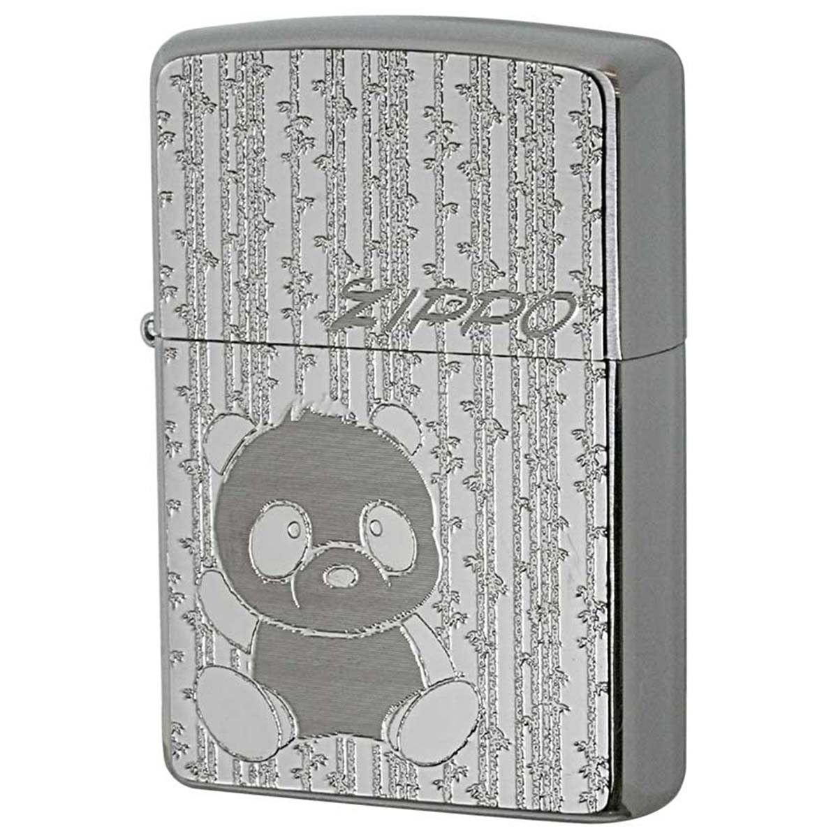 Zippo ジッポー パンダ シルバー ＃200 メタルプレート 両面加工 ニッケルメッキ 2MP-パンダ メール便可