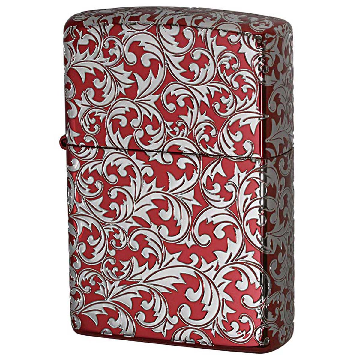 Zippo ジッポー アラベスク 唐草 5面連続加工 イオンレッド ホワイトニッケル インレイ スプレンダー SPLENDOR S RD