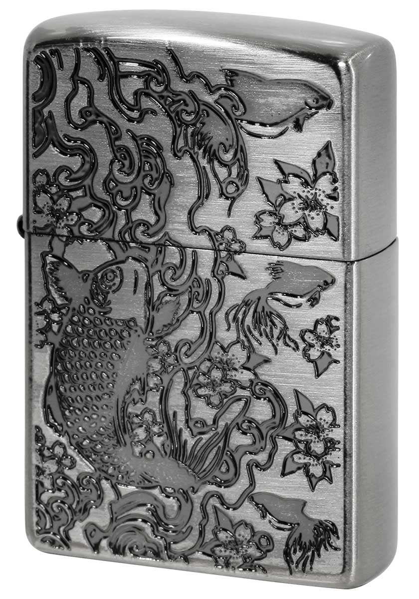 Zippo ジッポー 鯉と金魚 Carp and Goldfish ニッケル古美 メール便可