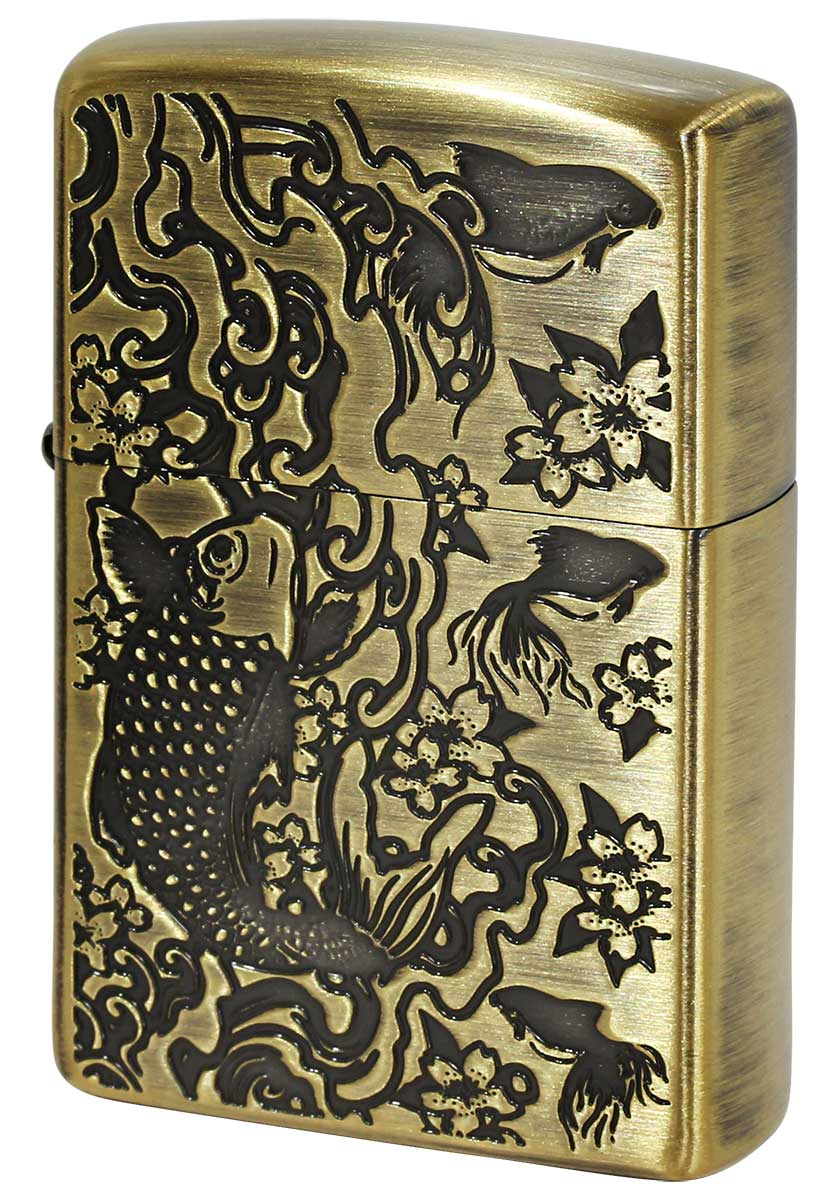 Zippo ジッポー 鯉と金魚 Carp and Goldfish 真鍮古美 メール便可