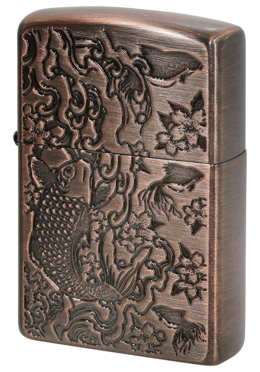 Zippo ジッポー 鯉と金魚 Carp and Goldfish 銅古美 メール便可