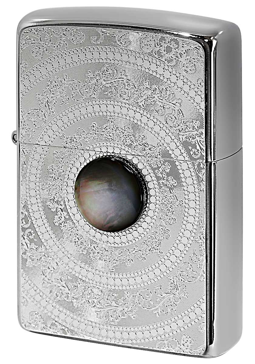 Zippo ジッポー Mother of Pearl 200 Flat Bottom Metal Paint Plate 黒蝶貝 2MP-MoP BK メール便可