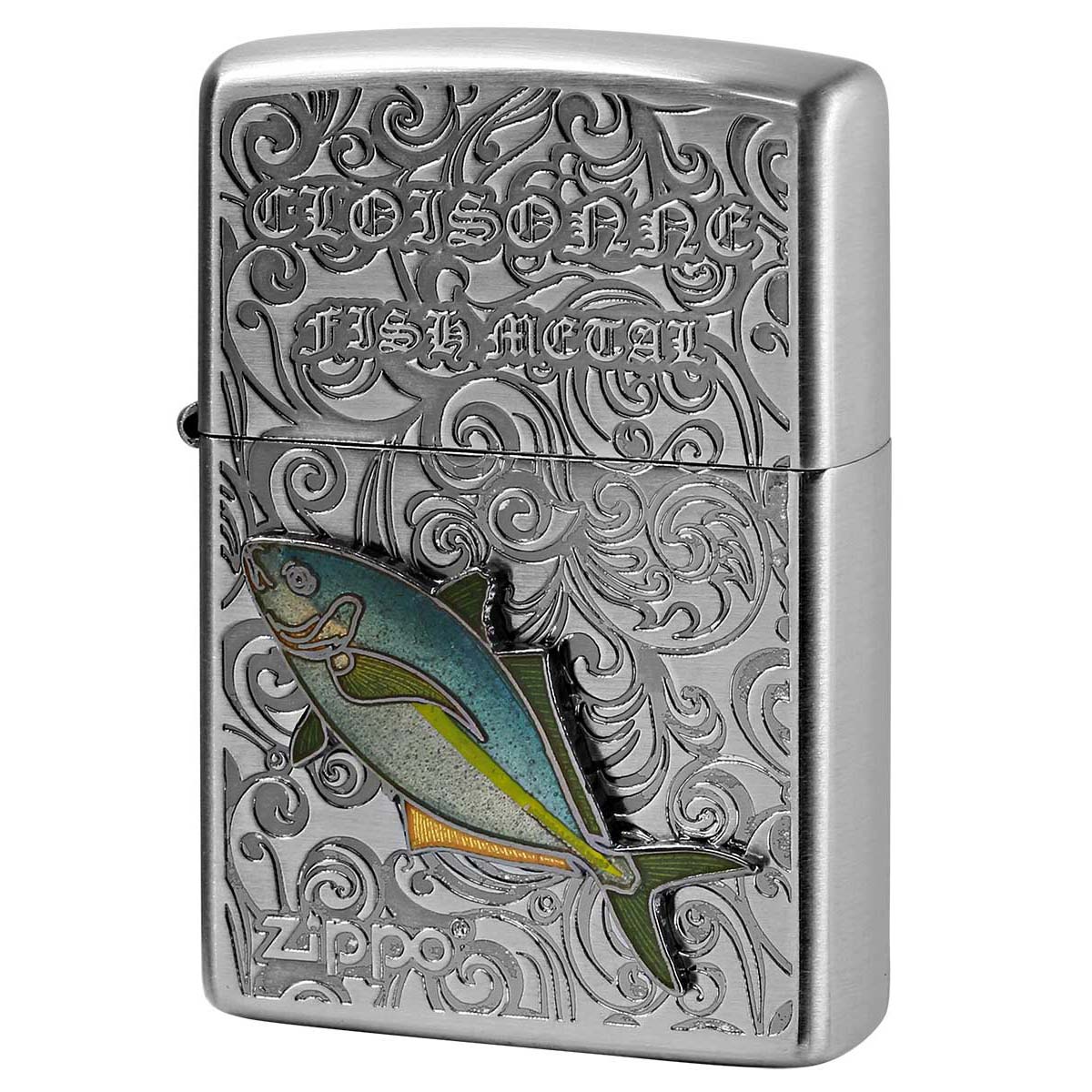 Zippo ジッポー 縞鯵 シマアジ ヴィンテージ 七宝メタル 海水魚 Vintage Cloisonne fish metal Salt Water Fish AN-シマアジ