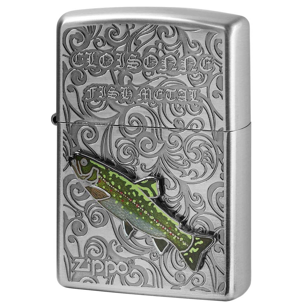 Zippo ジッポー ブラックトラウト ヴィンテージ 七宝メタル 淡水魚 Vintage Cloisonne fish metal Fresh Water Fish AN-ブルックトラウト