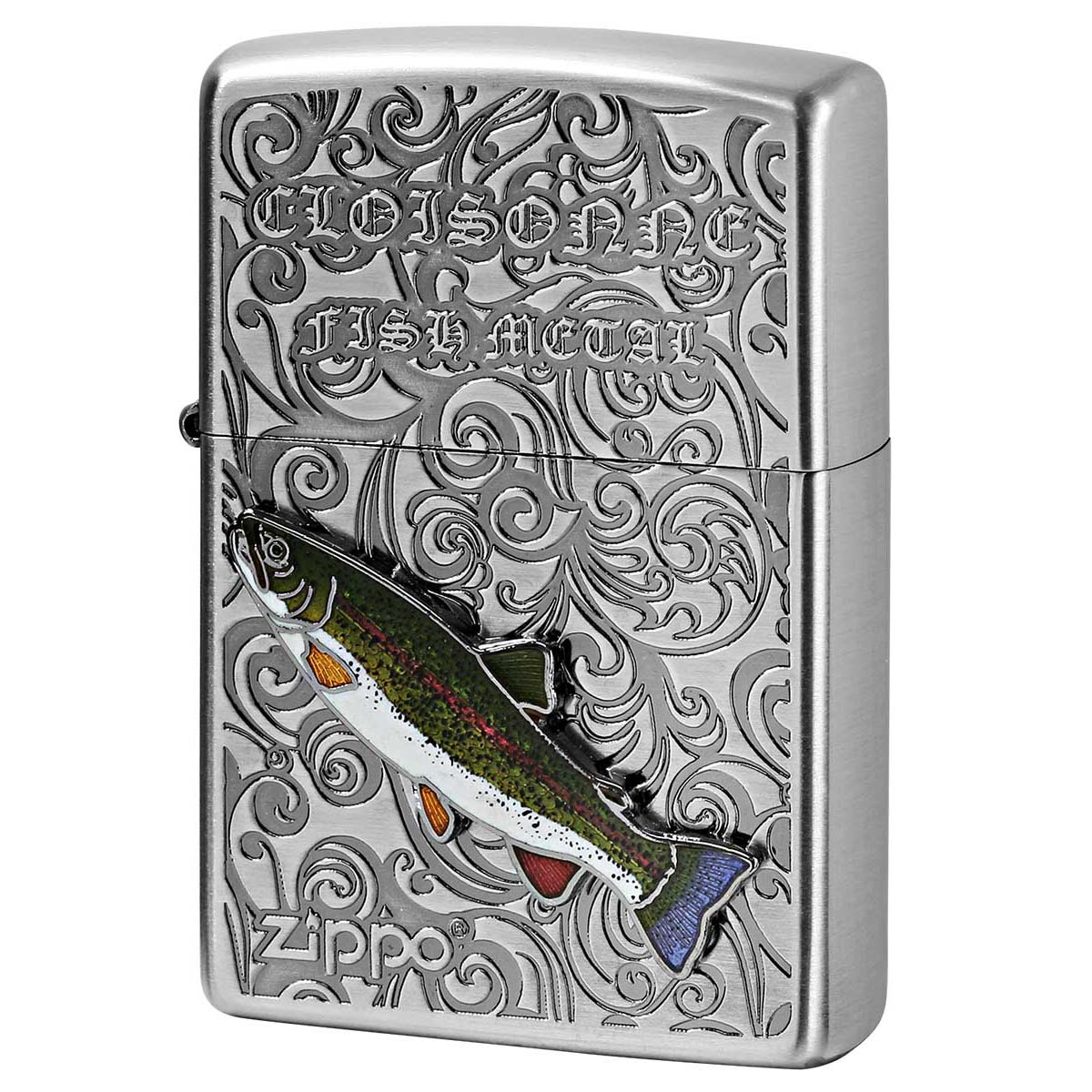 Zippo ジッポー 虹鱒 ニジマス ヴィンテージ 七宝メタル 淡水魚 Vintage Cloisonne fish metal Fresh Water Fish AN-ニジマス
