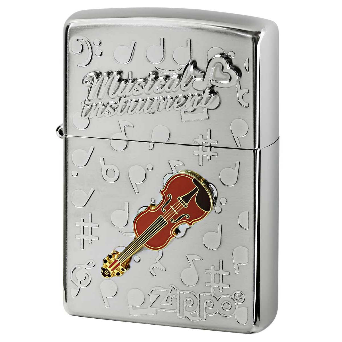 Zippo ジッポー バイオリン 楽器 メタル Musical instrumet White Nickel SATIN WNS-バイオリン