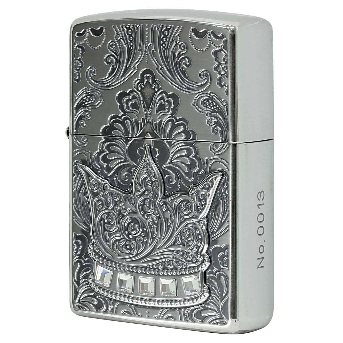 Zippo ジッポー 王冠 クラウン メタル ラインストーン シルバーいぶし The Crown Silver Oxidized シリアル番号 B