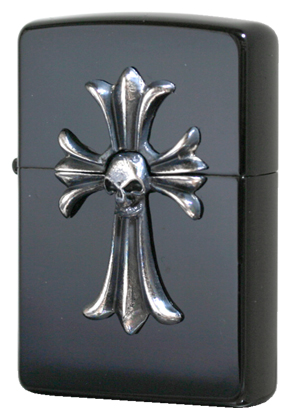 Zippo ジッポー 在庫限り完売 Skull Cross スカルクロス A Black メール便可