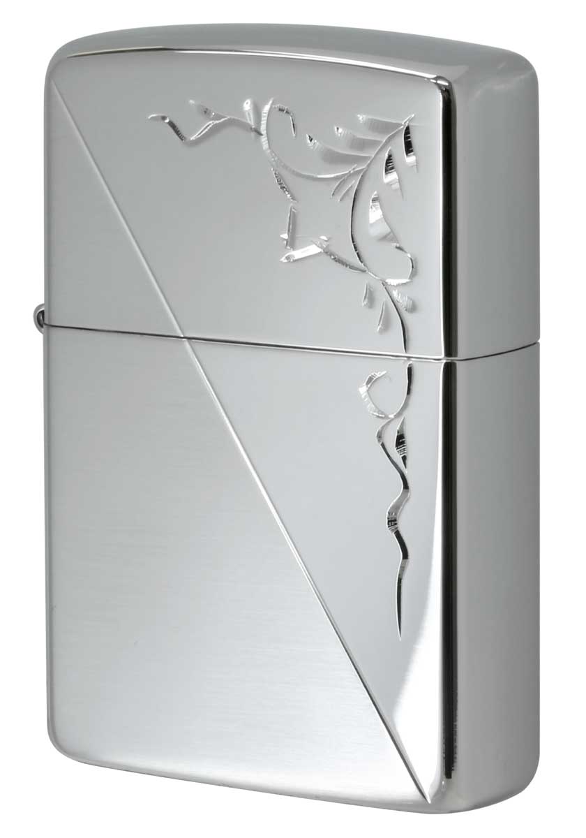 Zippo ジッポー 在庫限り完売 Hair Line & Hand Cut Platinum Plate ヘアラインハンドカット プラチニュームプレート PT-HLHC B メール便可