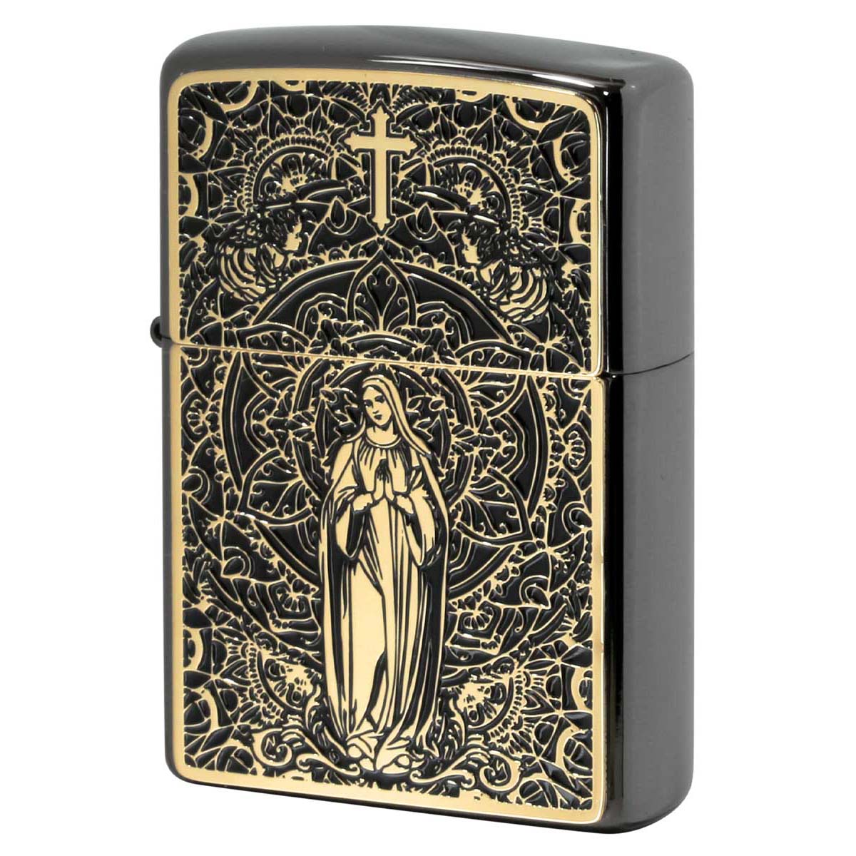 Zippo ジッポー マリア ブラックメタル ペイントプレート ネオブラック ゴールド Black Metal Paint Plate Neo Black BM G メール便可