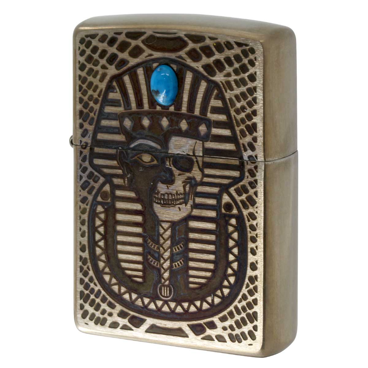 Zippo ジッポー ビンテージ風 ユーズド エジプト神話 天然石 ターコイズ ファラオ V・Pharaoh メール便可