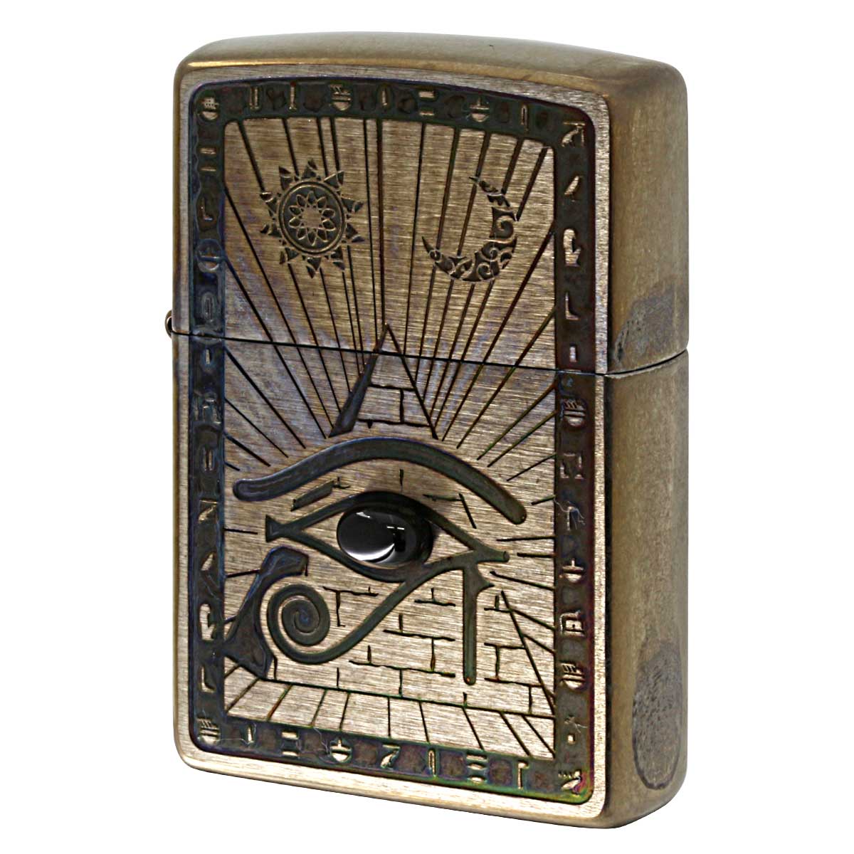 Zippo ジッポー ビンテージ風 ユーズド エジプト神話 天然石 オニキス ホルス V・Horus メール便可