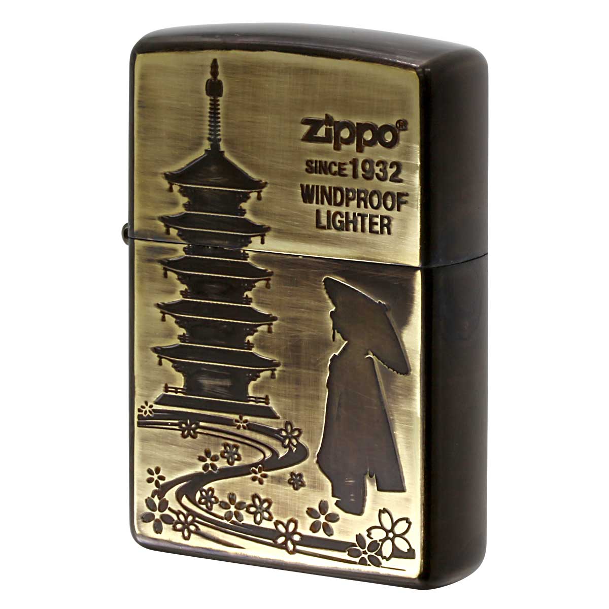 Zippo ジッポー アンテーク風 和柄 Antique style 五重塔 メール便可