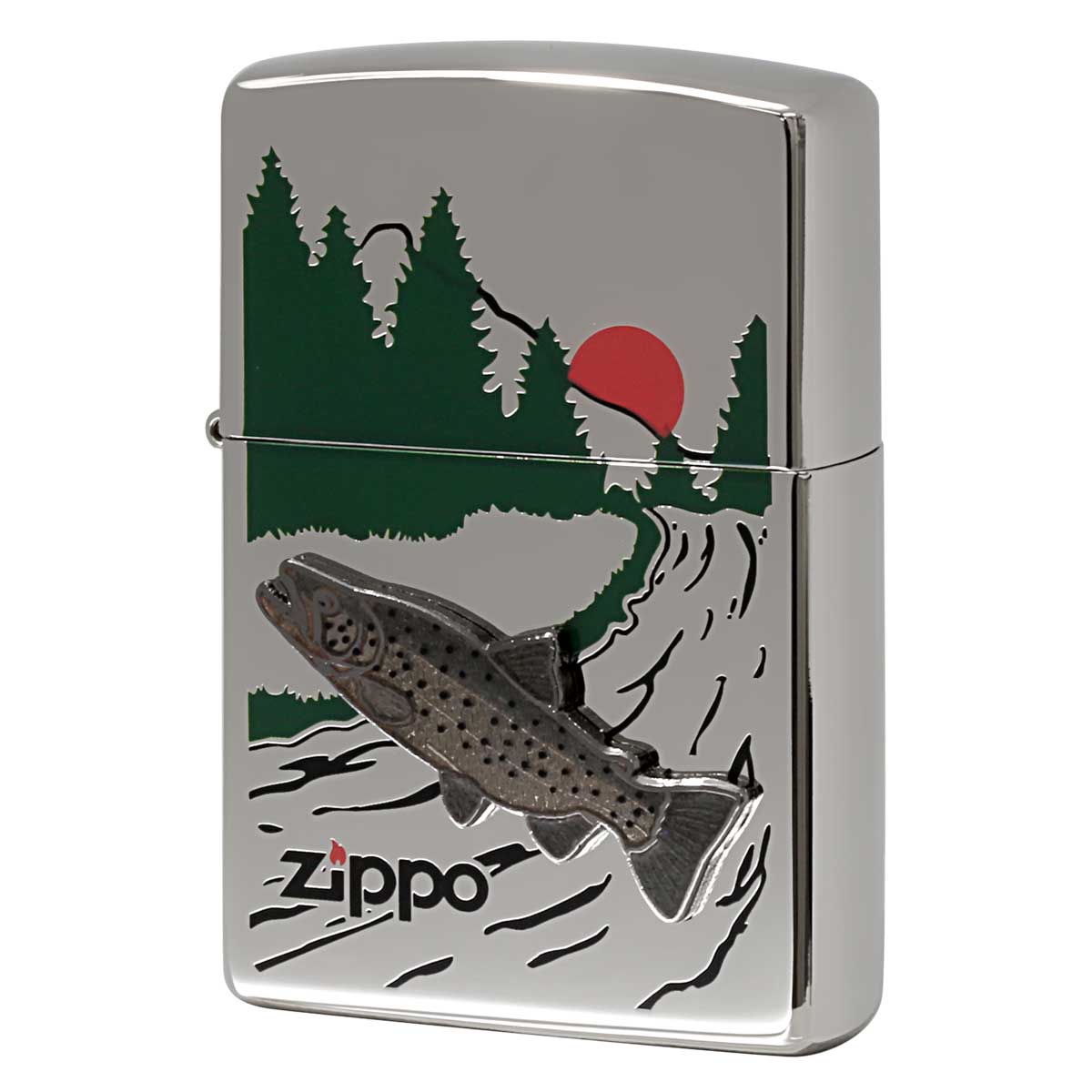 Zippo ジッポー 七宝メタル 淡水魚 フィッシング 釣り ブラウントラウト メール便可
