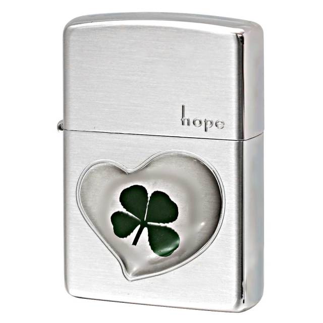 Zippo ジッポー 四つ葉 クローバー 本物 ホープ Hope 希望 銀サテーナ エポ盛り 63260398