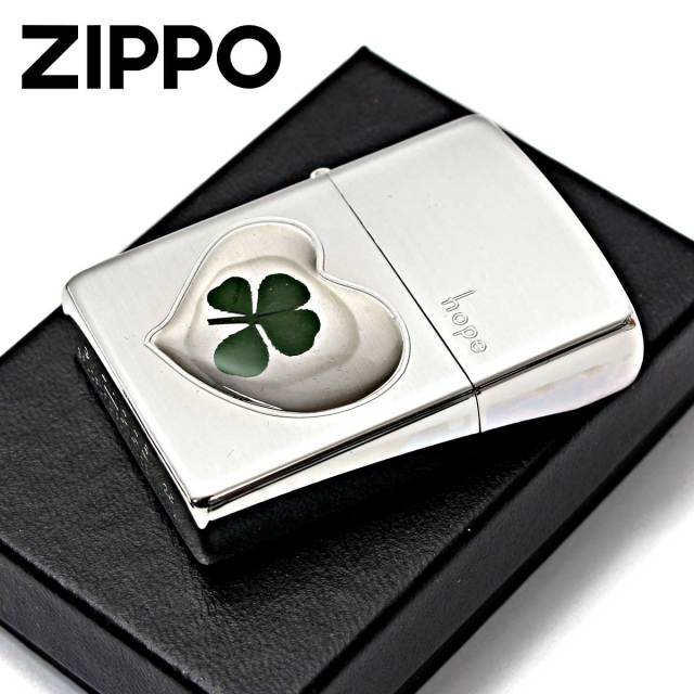 Zippo ジッポー 四つ葉 クローバー 本物 ホープ Hope 希望 銀サテーナ 