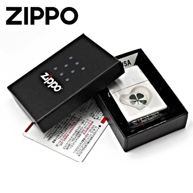 Zippo ジッポー 四つ葉 クローバー 本物 ラブ Love 愛 銀
