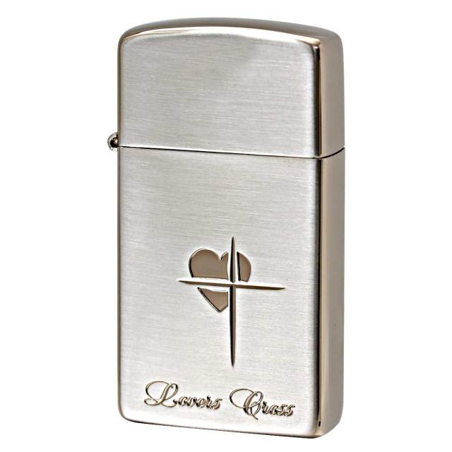 Zippo ジッポー ラバーズ・クロス　スリム 銀サテーナ＆ピンクゴールド