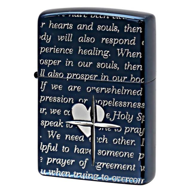 Zippo ジッポー ラバーズ クロス メッセージ ALL ハート ブルー＆銀ミラー 63060398 メール便可