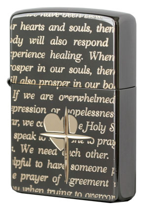 Zippo ジッポー ラバーズ・クロス　メッセージALL ブラック＆金ミラー メール便可
