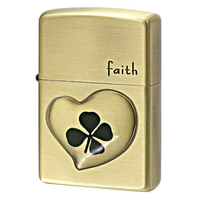 Zippo ジッポー 四つ葉 クローバー 本物 フェイス Faith 誠実 真鍮古美 エポ盛り 63260198