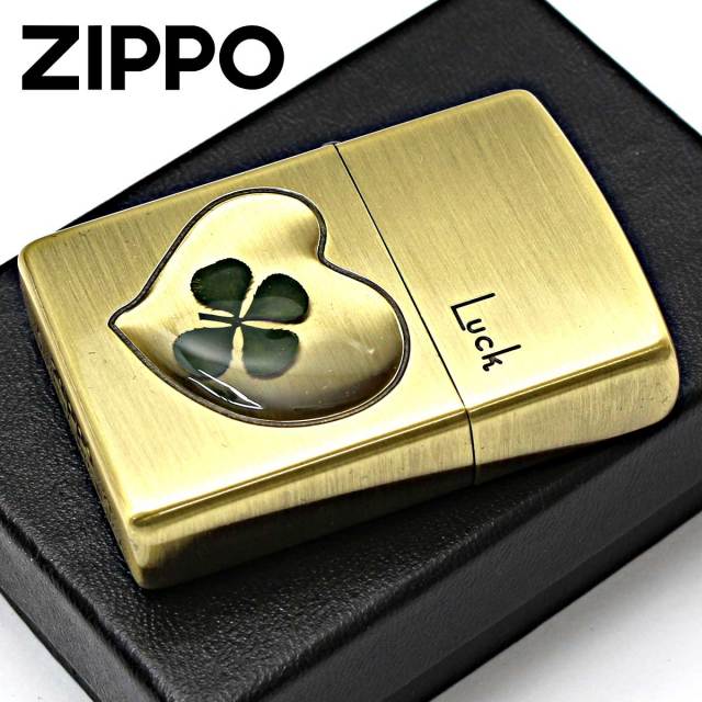 Zippo ジッポー 四つ葉 クローバー 本物 ラッキーLuck 幸運 真鍮古美  
