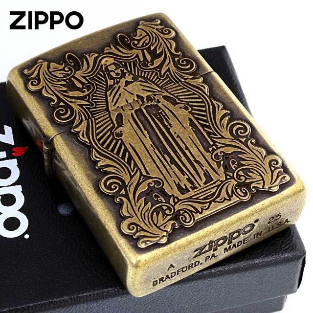 Zippo ジッポー アラベスク マリア ディープエッチング 両面加工 真鍮