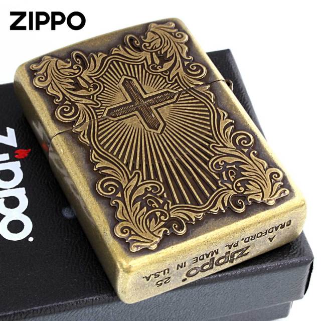 Zippo ジッポー アラベスク マリア ディープエッチング 両面加工 真鍮