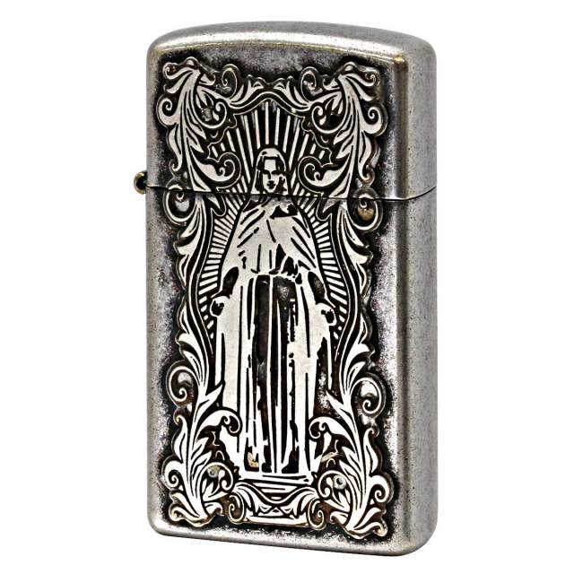 Zippo ジッポー アラベスク マリア スリム ディープエッチング 両面加工 ニッケルいぶし 63210198