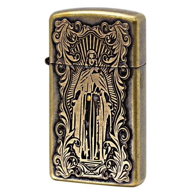 Zippo ジッポー アラベスク マリア スリム ディープエッチング 両面加工 真鍮いぶし 63210298
