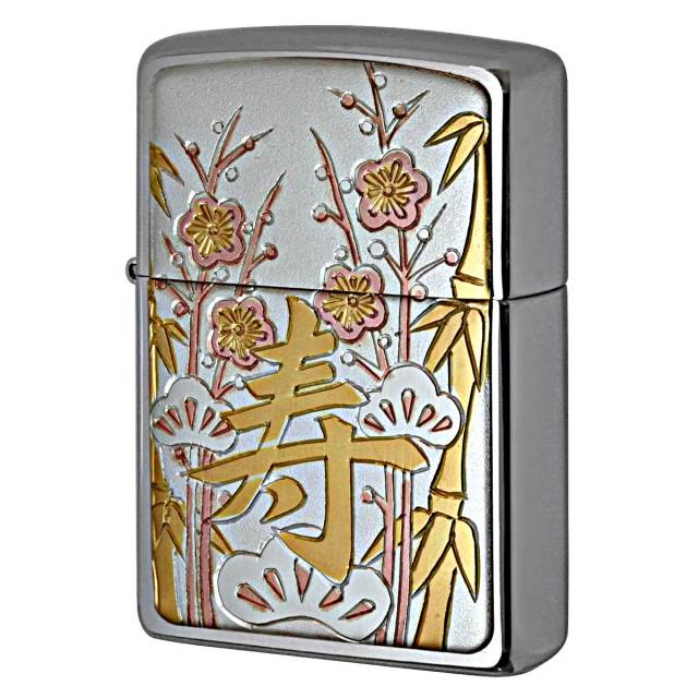 Zippo ジッポー 彫金漢字シリーズ 寿 電鋳板 63290198 メール便可