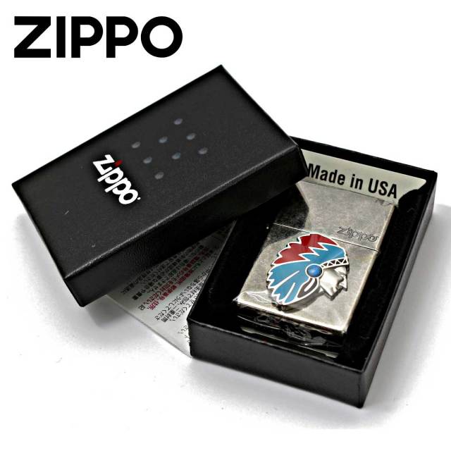 ◎美品☆メタル☆インディアン☆ジッポー 絶版未使用ZIPPO/ジッポー フェザー羽モチーフ インディアン