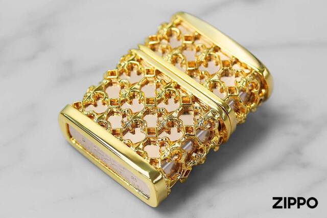 Zippo ジッポー ユリ メタル ジャケット ピンクゴールドメッキ Metal