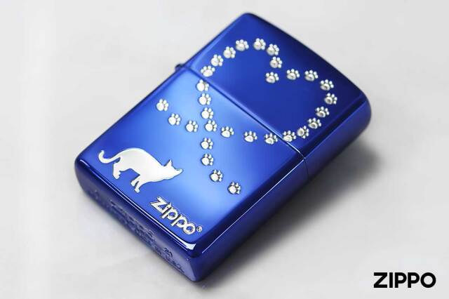 ZIPPO Zippo ジッポライター 猫 ネコ ハート 足跡 シルエット