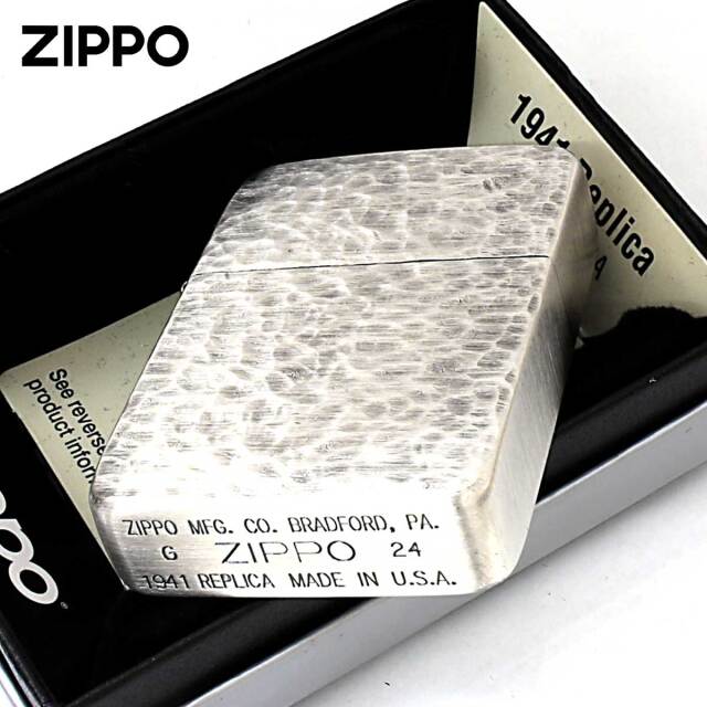 チューニングジッポー、古美、新品、armor、両面ハンマートーン、箱、保証付き Zippo ジッポー 1941レプリカ リューター加工 ハンマートーン調