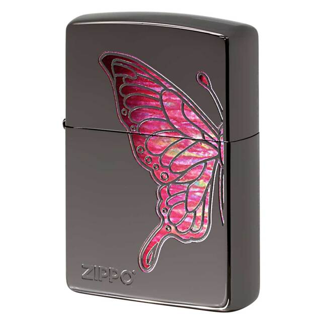Zippo ジッポー 蝶々 バタフライ シェル風プリント ピンク 200BN