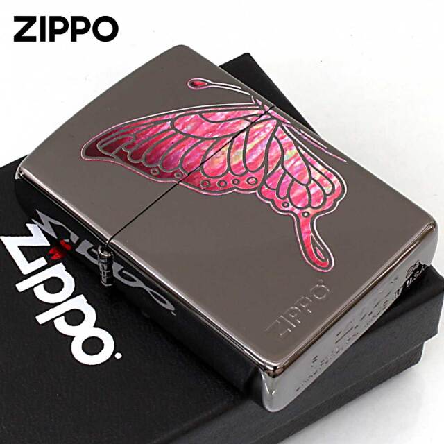 Zippo ジッポー 蝶々 バタフライ シェル風プリント ピンク 200BN
