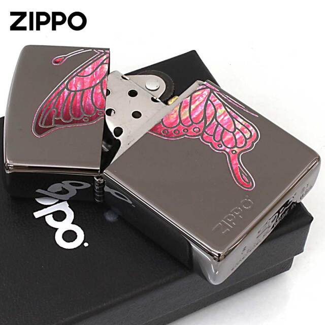 Zippo ジッポー 蝶々 バタフライ シェル風プリント ピンク 200BN