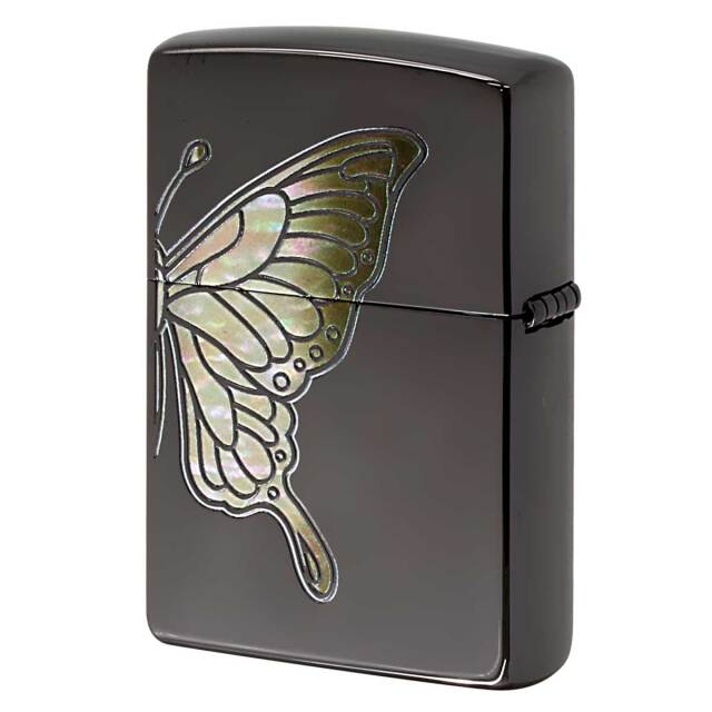 【未開封・送料無料】キティ 2003年 羽 蓄光 バタフライ 蝶々 ブルー Zippo ジッポー 蝶々 バタフライ シェル風プリント ホワイト