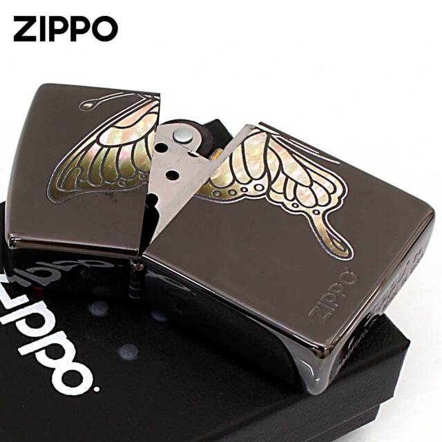 【未開封・送料無料】キティ 2003年 羽 蓄光 バタフライ 蝶々 ブルー Zippo ジッポー 蝶々 バタフライ シェル風プリント ホワイト