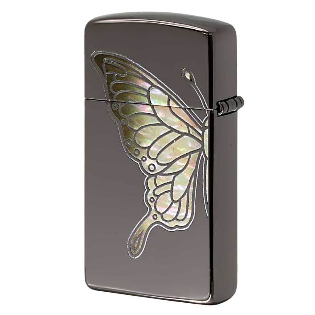 Zippo ジッポー スリム 蝶々 バタフライ シェル風プリント Zippo ジッポー スリム 蝶々 バタフライ シェル風プリント