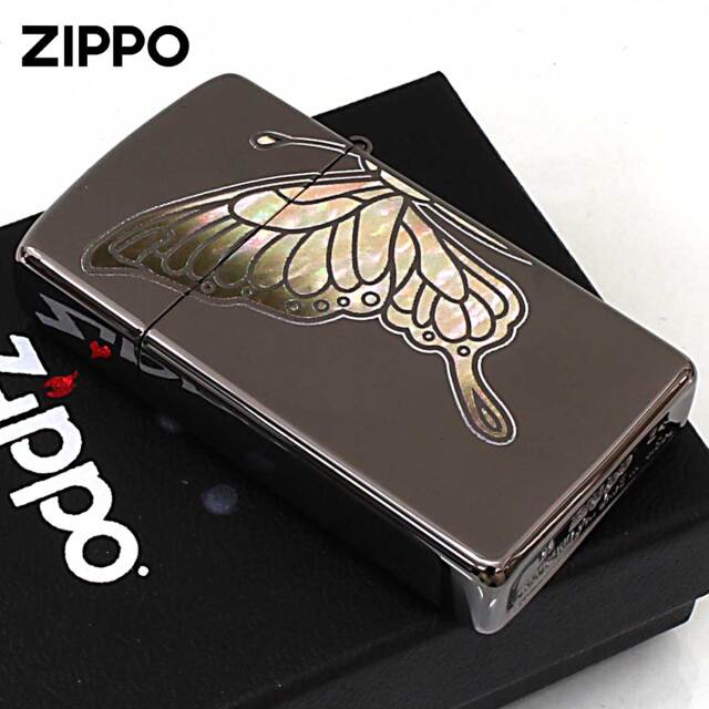 Zippo ジッポー スリム 蝶々 バタフライ シェル風プリント ホワイト