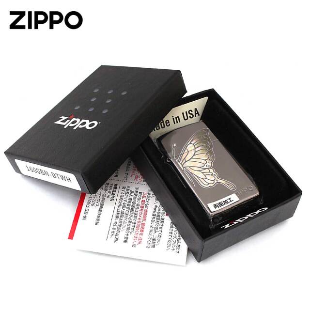 Zippo ジッポー スリム 蝶々 バタフライ シェル風プリント