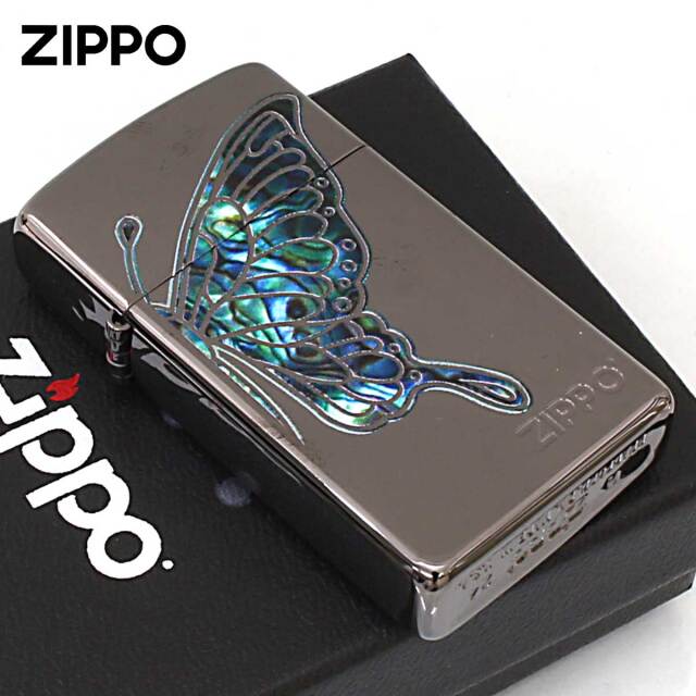 Zippo ジッポー スリム 蝶々 バタフライ シェル風プリント ブルー