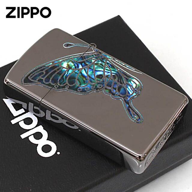 Zippo ジッポー スリム 蝶々 バタフライ シェル風プリント ブルー