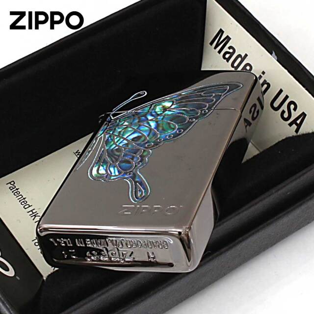 Zippo ジッポー スリム 蝶々 バタフライ シェル風プリント