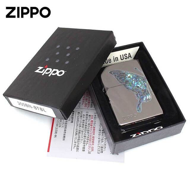 Zippo ジッポー 蝶々 バタフライ シェル風プリント ブルー 200BN