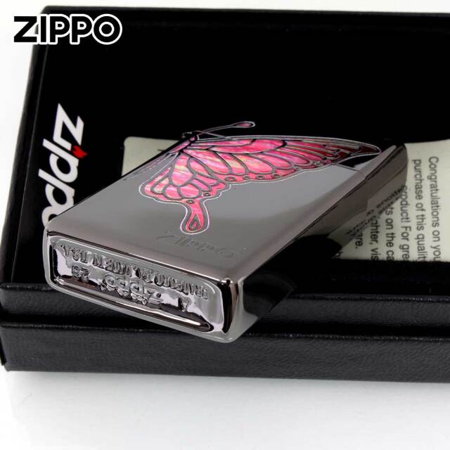 Zippo ジッポー スリム 蝶々 バタフライ シェル風プリント