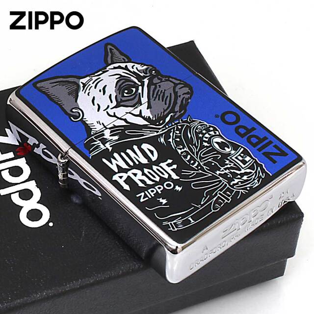 Zippo ジッポー ワイルドドック ブルドッグ 犬 ブルー BL メール便可