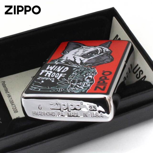 Zippo ジッポー ワイルドドック ブルドッグ 犬 レッド RD メール便可